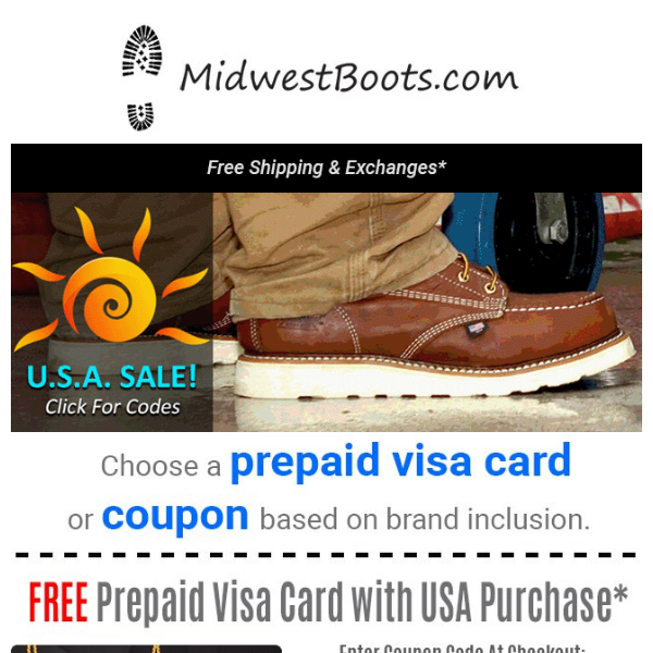 SUMMER DEALS on U.S.A. Boots & Shoes