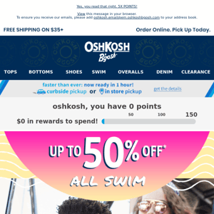WOW! Up to 50% off ALL swim + 5X points
