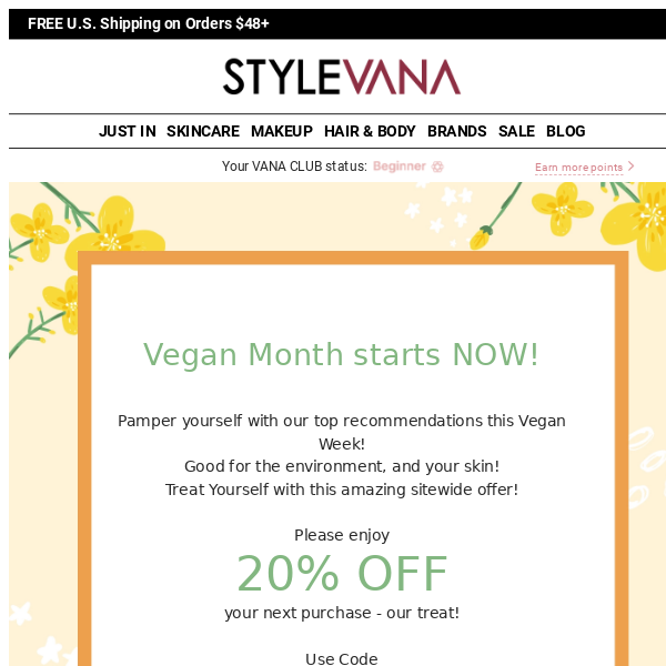 20% OFF is yours for Vegan Week!
