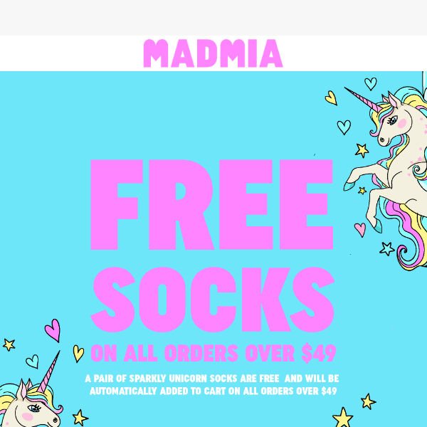 🚨Ends Today! FREE Socks on all orders over $49*🌈💕