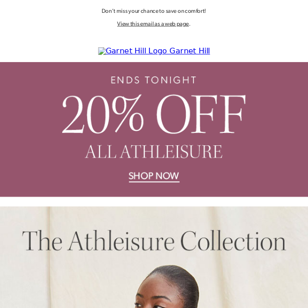 Final hours to save 20% on all Athleisure