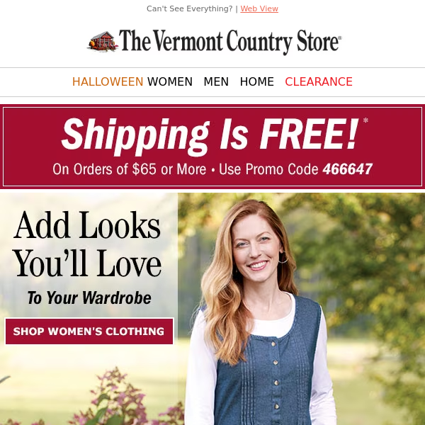 Restyle your wardrobe + Free shipping - The Vermont Country Store