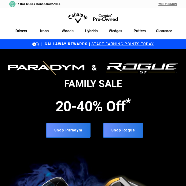 Happening Now: 20-40% Off Paradym & Rogue Clubs