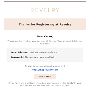 Thanks for Registering at Revelry