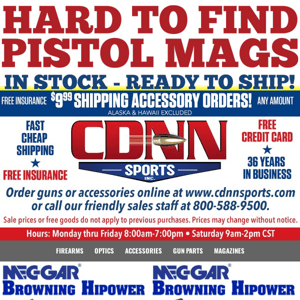 Hard to Find Pistol Magazine Bargains In Stock! - Call 800-588-9500
