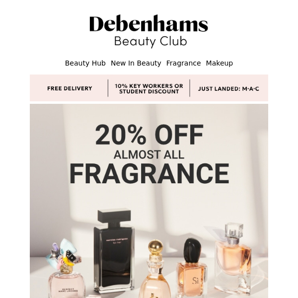 Enjoy 20% off the top fragrances of the season + FREE delivery