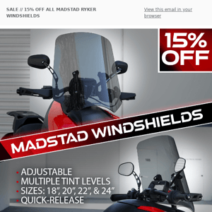 LAST DAY // Take 15% OFF  MadStad Ryker Adjustable Windshields