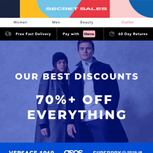70%+ off OUTLET! Versace 1969, ASOS & more.