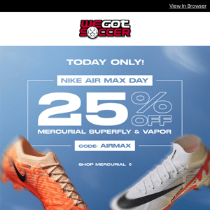 Today Only: 25% Off Nike Mercurial Boots!