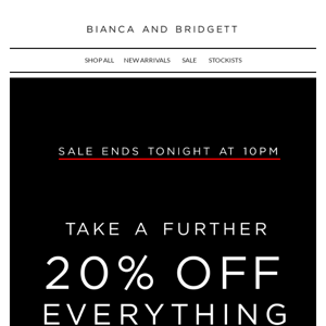 🚨SALE ENDING TONIGHT!! TAKE AN EXTRA 20% OFF EVERYTHING! 🚨