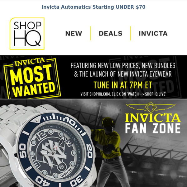 Today Only Deals & More Invicta Most Wanted Savings – Tune in at 7pm ET