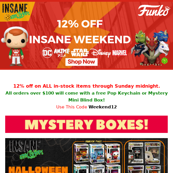 🔥🔥 12% OFF on ALL in-stock items, Amazing Mystery Boxes & over 1500 pops in stock!🔥🔥