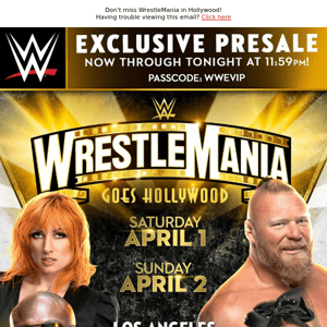 WrestleMania Tickets are Available Now with Passcode WWEVIP
