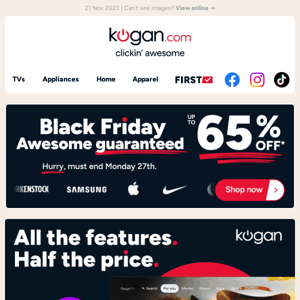 Black Friday: 50% OFF Kogan 43" 4K Smart TV! Only $295