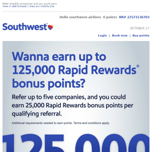 Wanna earn up to 125,000 Rapid Rewards bonus points?