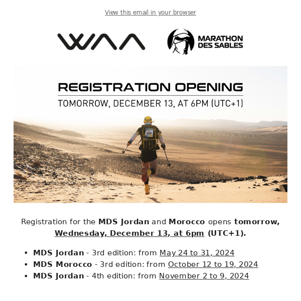 Opening of the registration MDS Jordan & Morocco 🏜️