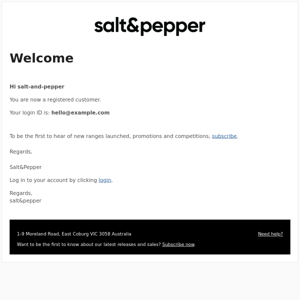 Thank you for registering with salt&pepper