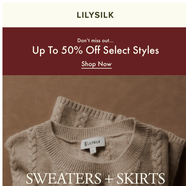 Essential sweaters + skirts: over 32% off