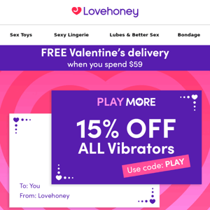 15% off ALL vibrators | DAY 1 of 7 Days of Valentine's