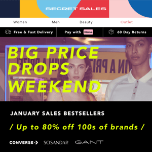 January SALE bestsellers! Up to 80% off Converse, Aus Wooli Ugg...