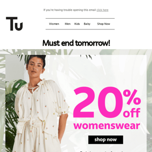 20% off womenswear - final days!