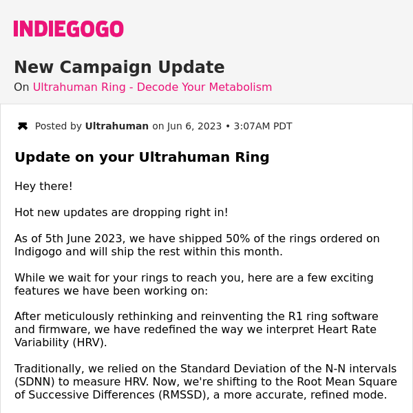 📢 Update #5 from Ultrahuman Ring - Decode Your Metabolism