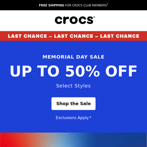 Last chance to save on Memorial Day!