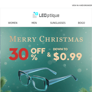 Merry Christmas Sale! Down to $0.99 &amp; 30% Off! ✨ Fashion &amp; Affordable eyeglasses!