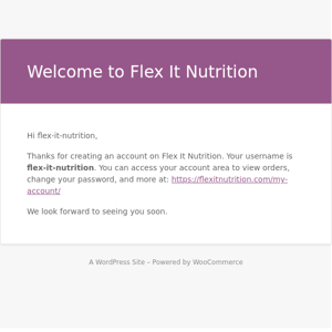 Your Flex It Nutrition account has been created!