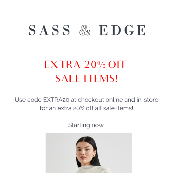 EXTRA 20% OFF SALE ITEMS