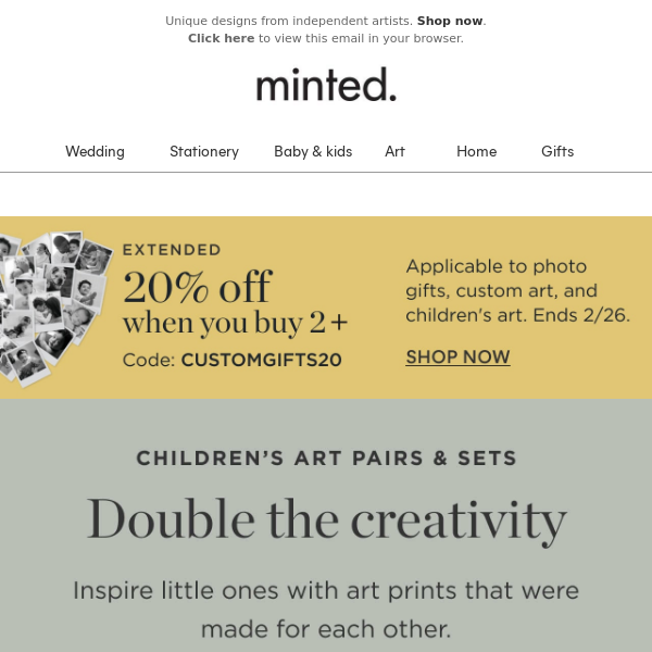 Extended! 20% off 2+ children’s art prints