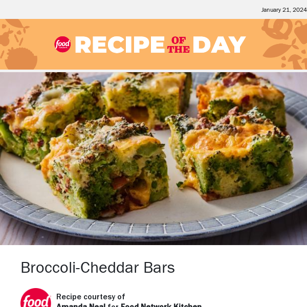 Broccoli-Cheddar Bars with Crispy Bacon