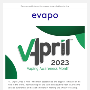 VApril 2023 + free e-liquid with selected vape kits