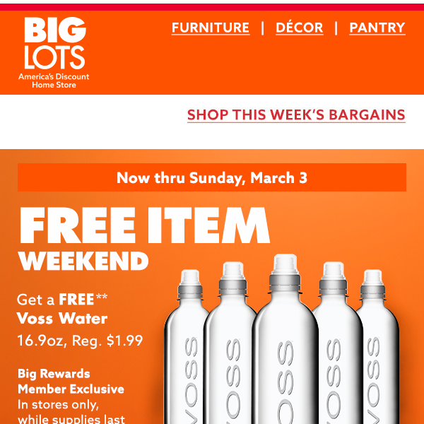 FREE Voss Water NOW thru Sunday!