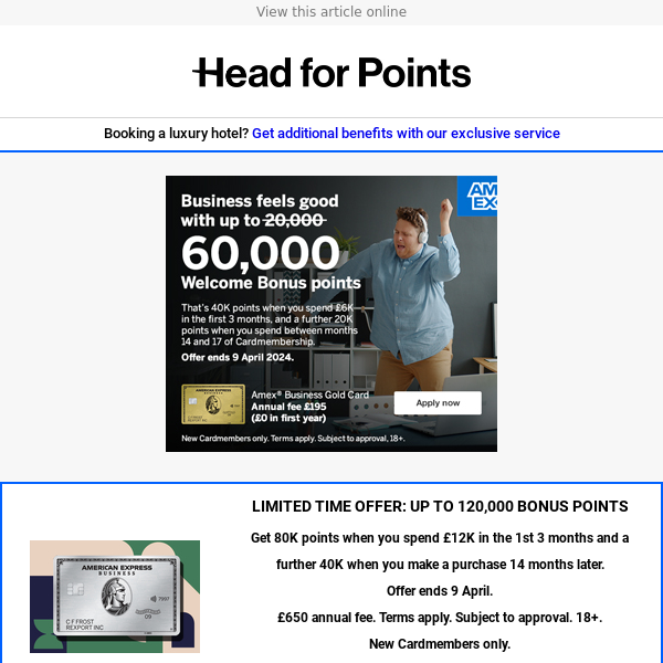 Get 60,000 points – and no fee in Year 1 – with Amex Business Gold