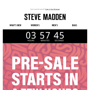 PRE-SALE STARTS TOMORROW AT 10:00 Steve Madden Europe 🚨