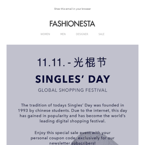 Singles' Day Mega Event - The world's biggest digital shopping festival