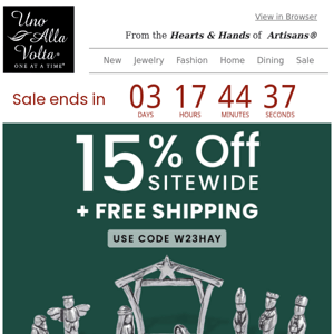Save 15% Off Sitewide AND Free Shipping
