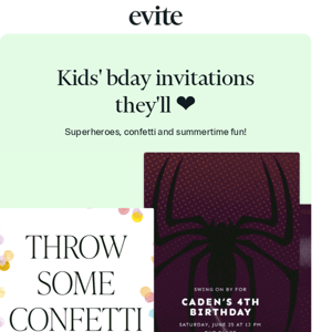 Marvel + more new kids' bday Evites for their big day!