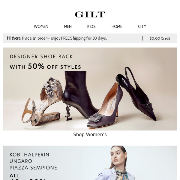 50% Off Styles: Designer Shoe Rack | All 60 – 80% Off New Kobi Halperin, Ungaro & Piazza Sempione