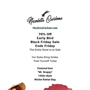 ENDS FRIDAY - 70% OFF - EARLY BIRD BLACK FRIDAY SALE