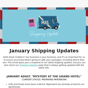 January Shipping Update 📦