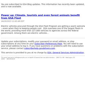 Power up: Climate, tourists and even forest animals benefit from GSA Fleet