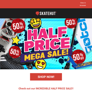 Skate Hut ⭐ Half the Price, Double the Excitement! 💥 HUGE SAVINGS on Skateboarding, Bikes, Scooters, Clothing & more!