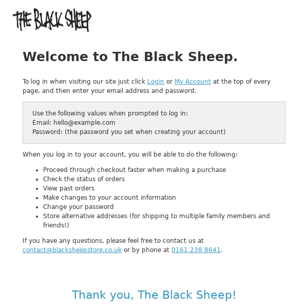 Welcome, Blacksheep Store!