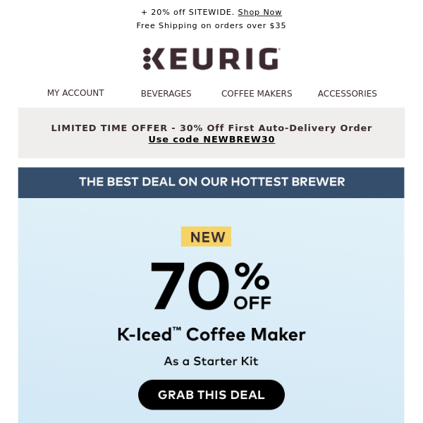 70% Off - Our K-Iced™ coffee maker 🤩