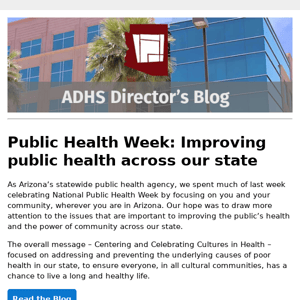 ADHS Blog: Public Health Week - Improving public health across our state