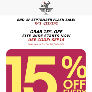 15% OFF SITEWIDE - END OF SEPTEMBER SALE 😍