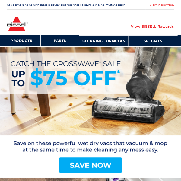 Up to $75 OFF 🚨 select CrossWave® wet dry vacs