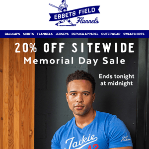20% Off Sitewide Sale Ends Tonight